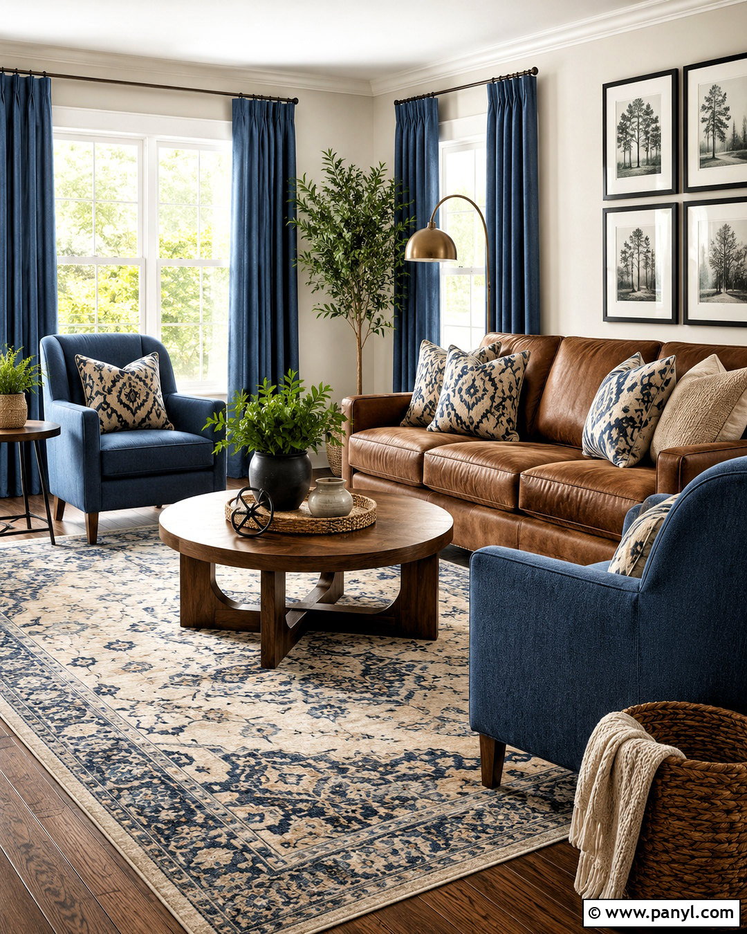 Brown Sofa With Blue Accent Chairs - 20 brown and blue living room ideas
