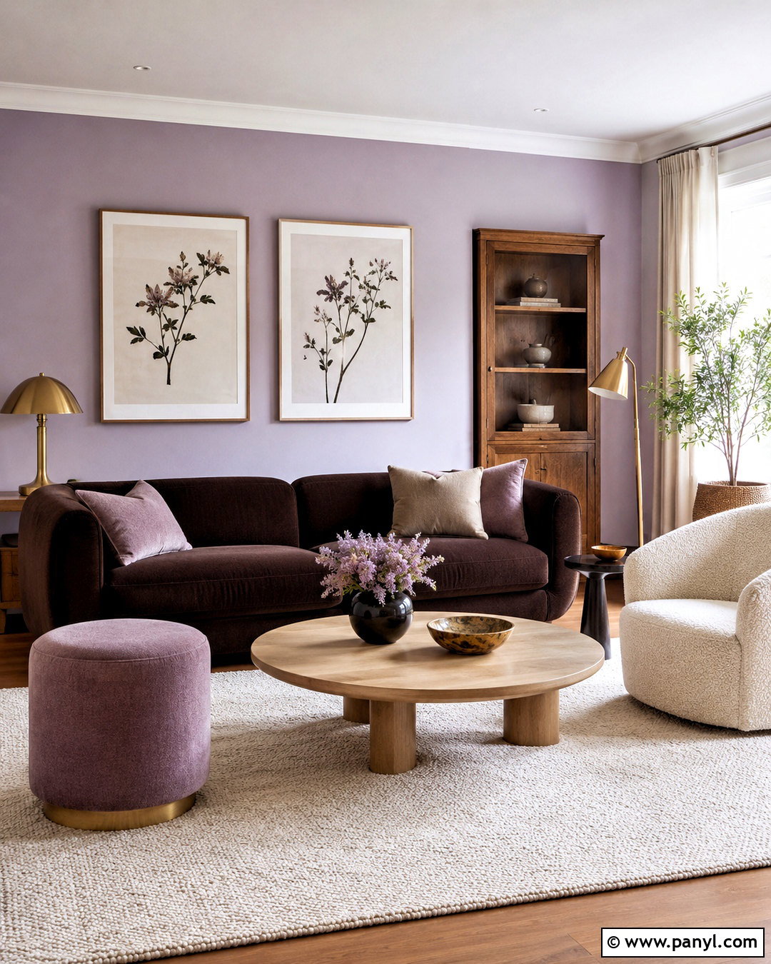 Brown Sofa With Lavender And Cream - 20 brown sofa living room color schemes