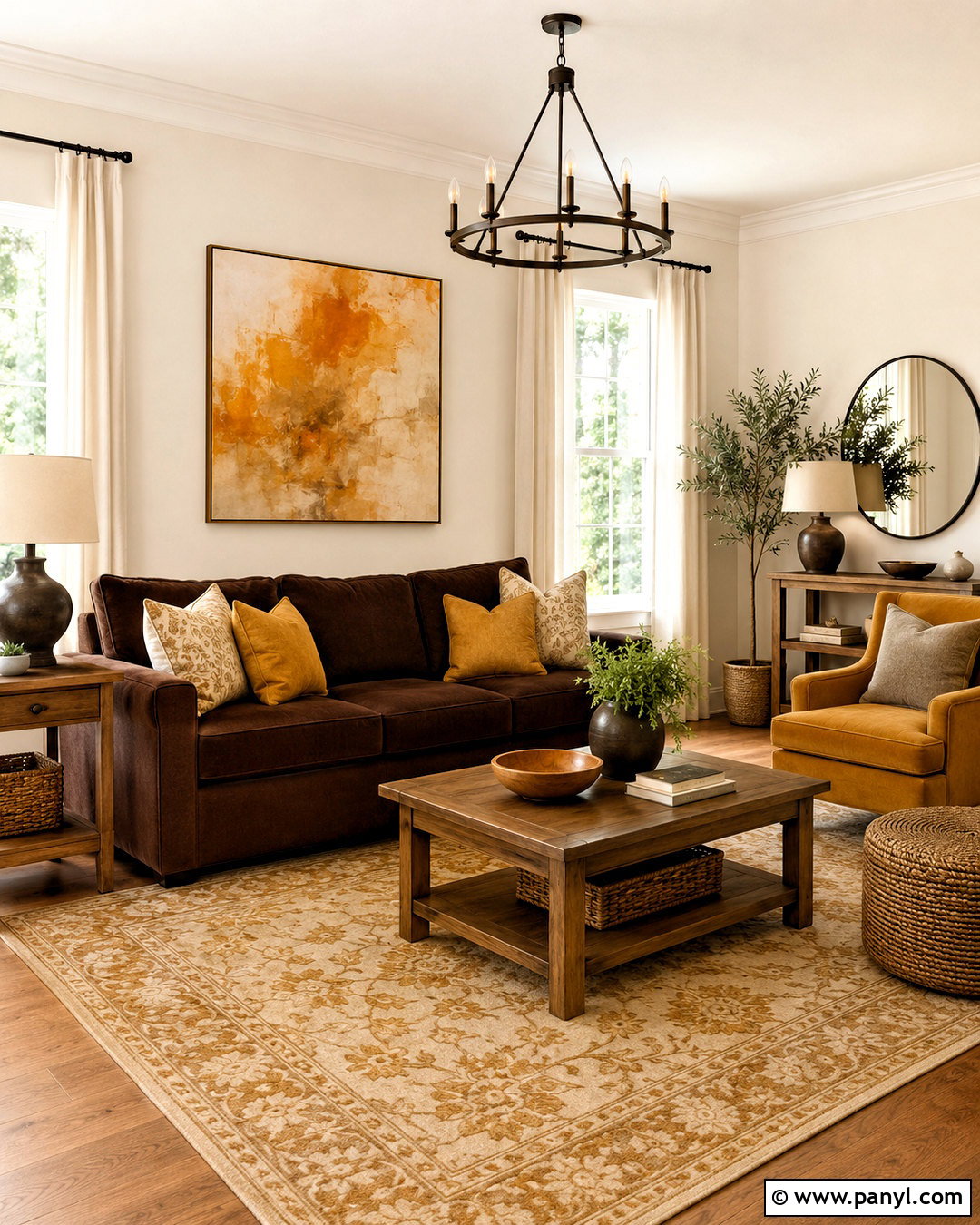 Brown Sofa With Mustard And Cream - 20 brown sofa living room color schemes