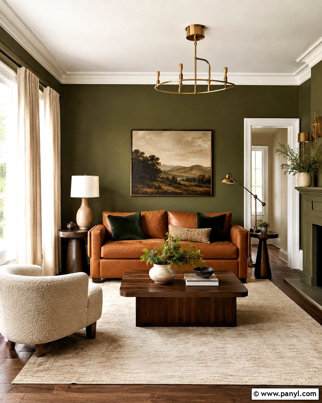 Brown Sofa With Olive Green And Brass - 20 brown sofa living room color schemes