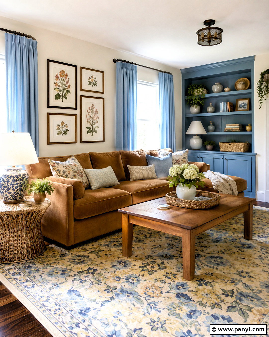 Brown Sofa With Pale Yellow And Sky Blue - 20 brown sofa living room color schemes