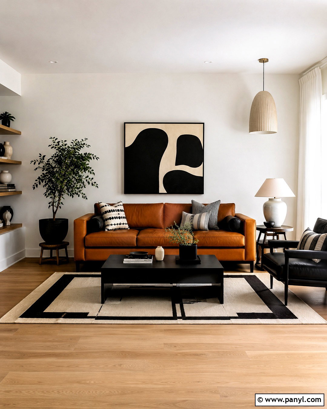 Brown Sofa With Warm White And Black - 20 brown sofa living room color schemes