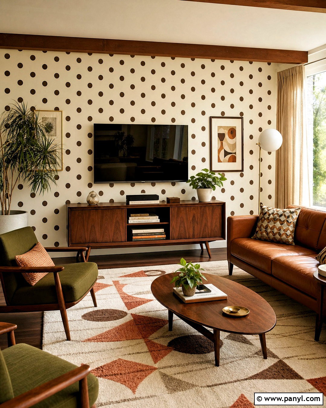 Brown Spot Wallpaper Midcentury Living Room - 20 spot wallpaper ideas