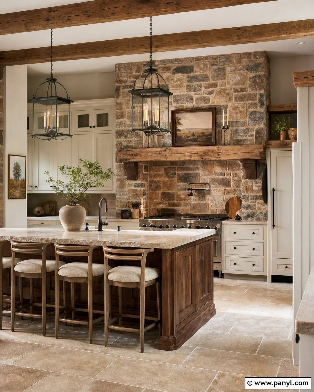 Brown Stone Kitchen Walls - 35 Brown Kitchen Walls