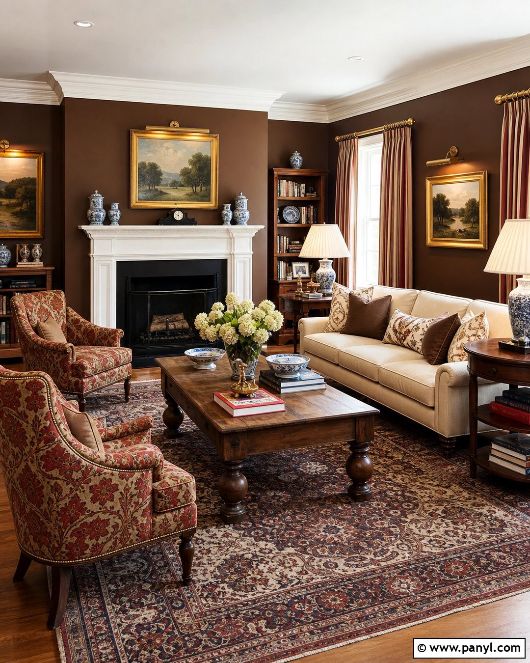 Brown Traditional Living Room Walls - 30 brown painted walls