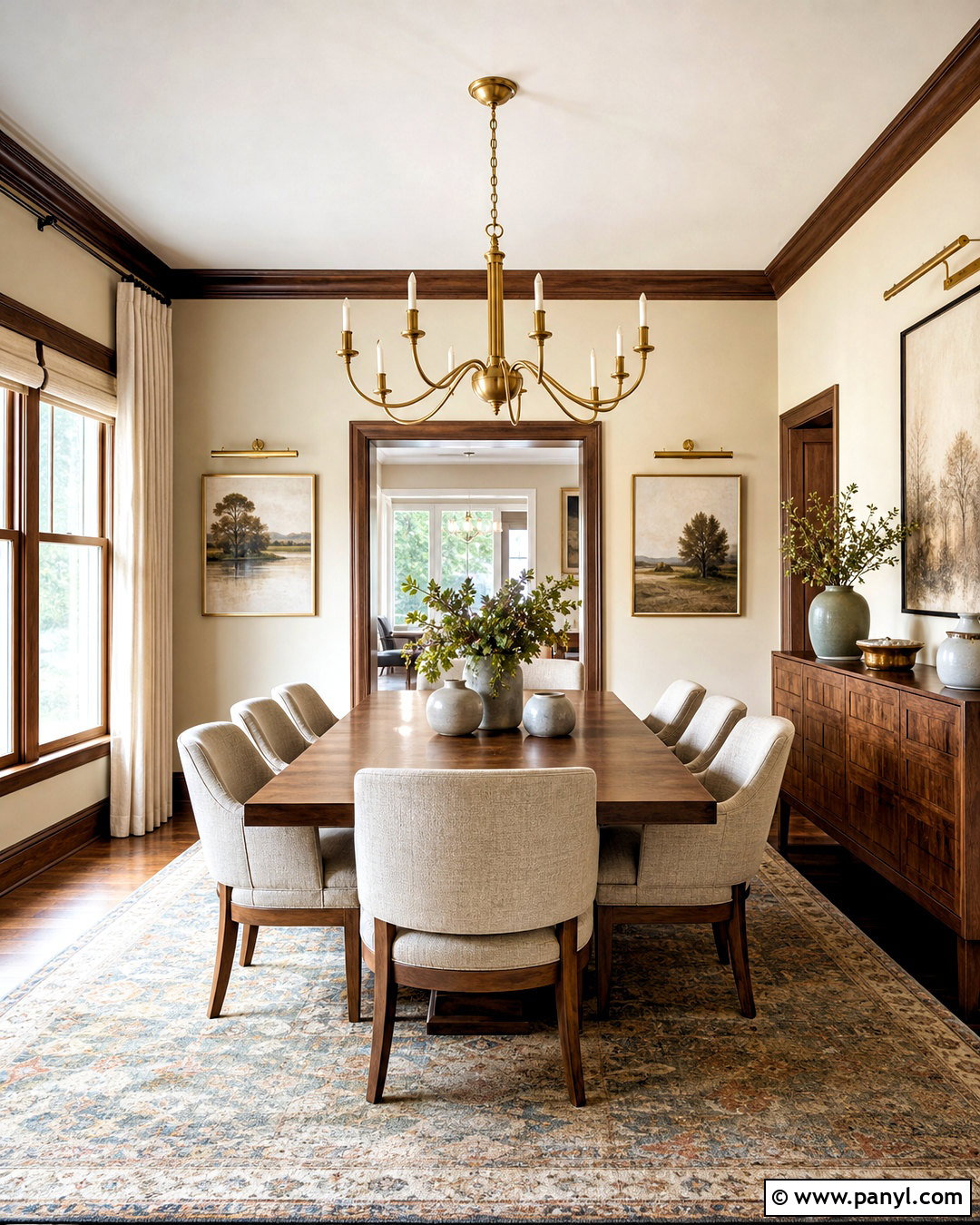 Brown Trim With Brass Lighting - 20 brown trim interior ideas