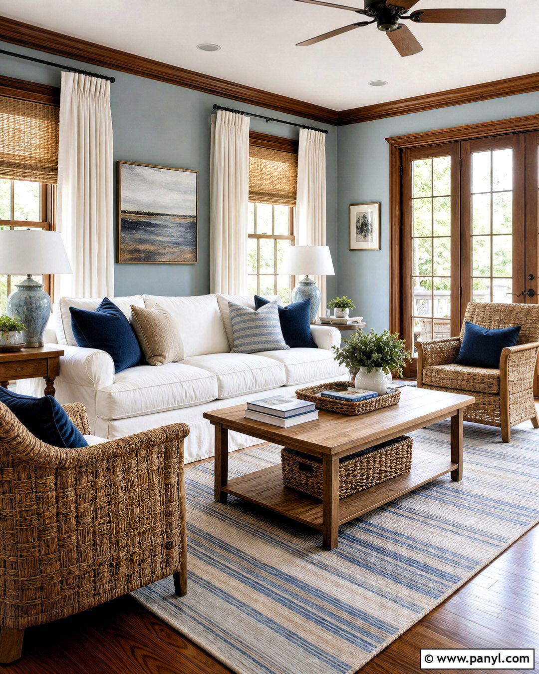 Brown Trim With Coastal Blue Decor - 20 brown trim interior ideas