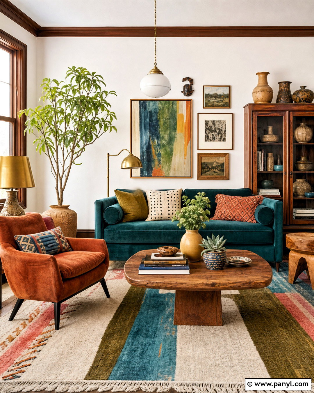 Brown Trim With Colorful Eclectic Decor - 20 brown trim interior ideas