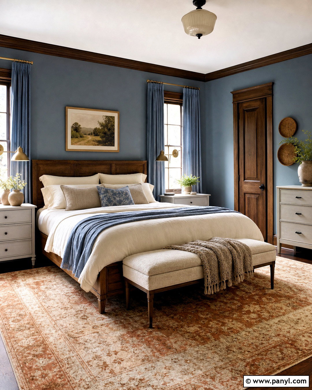 Brown Trim With Dusty Blue Walls - 20 brown trim interior ideas