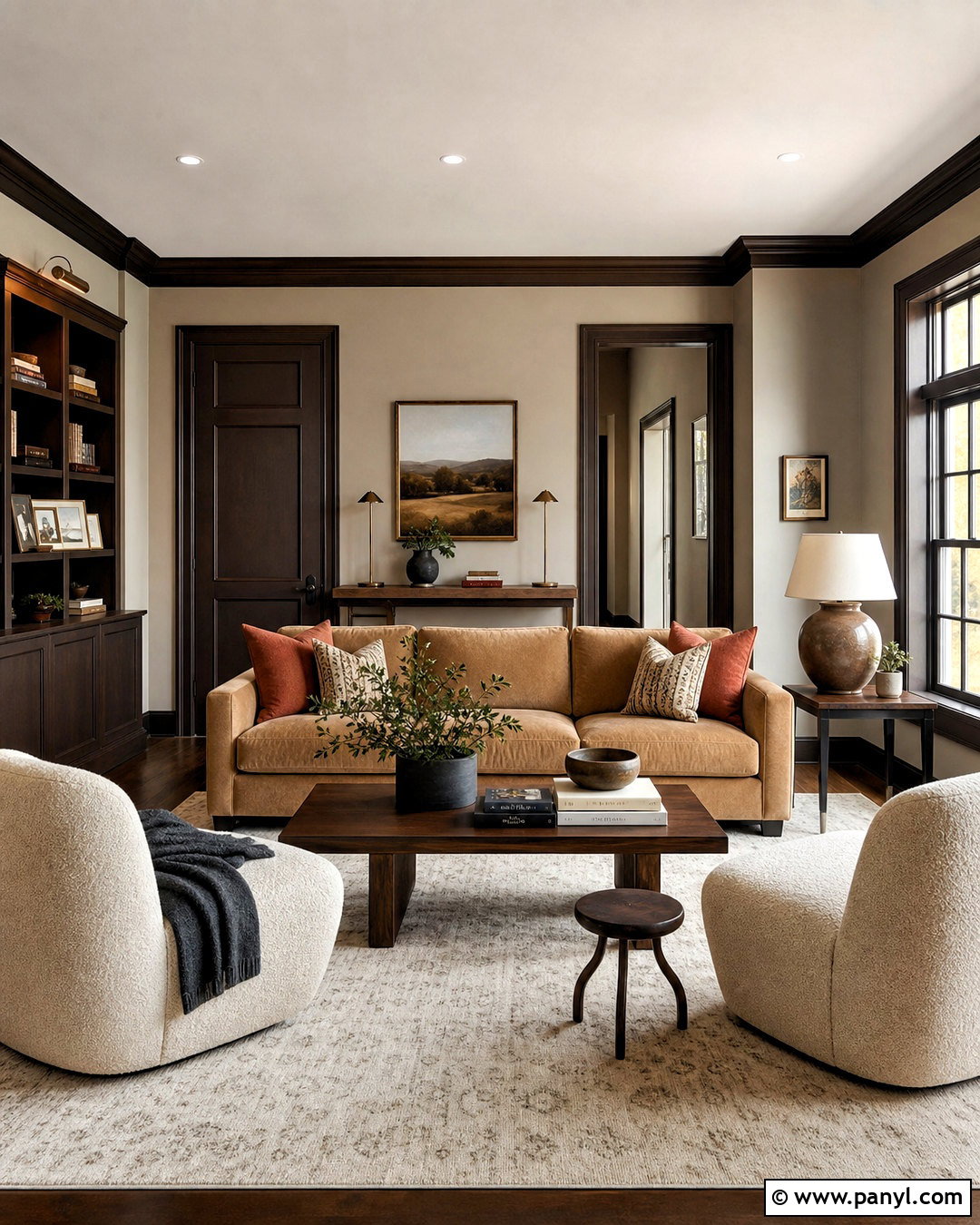Brown Trim With Greige Walls - 20 contrasting trim interior ideas