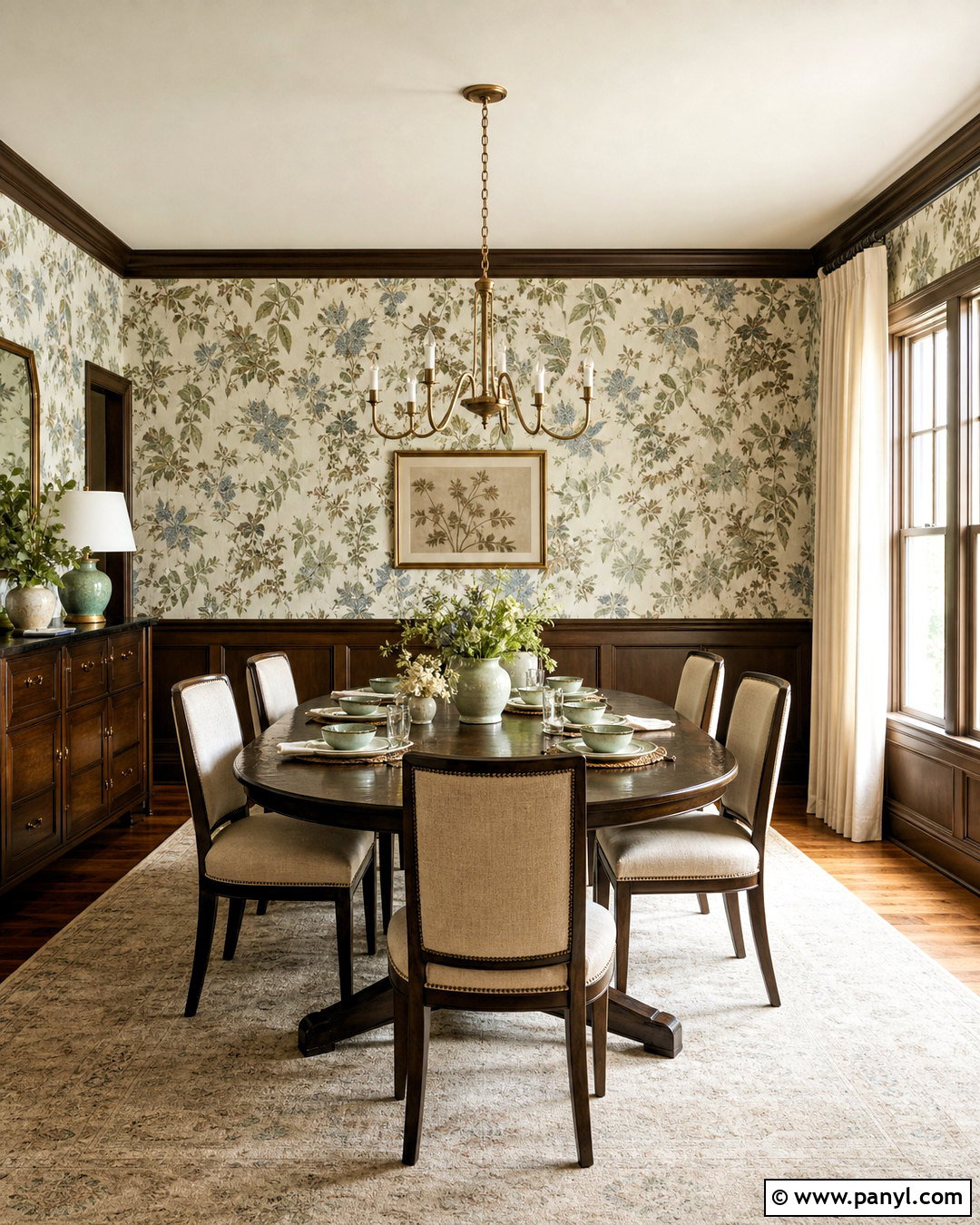 Brown Trim With Patterned Wallpaper - 20 brown trim interior ideas