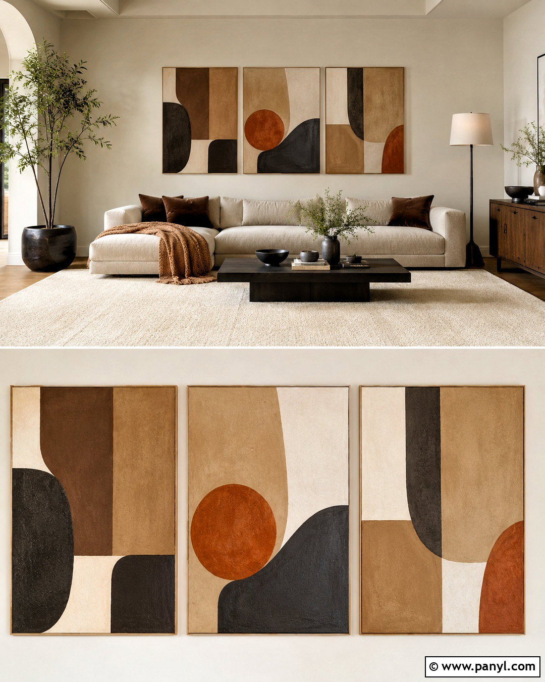Brown Triptych Wall Art - 20 brown wall art ideas