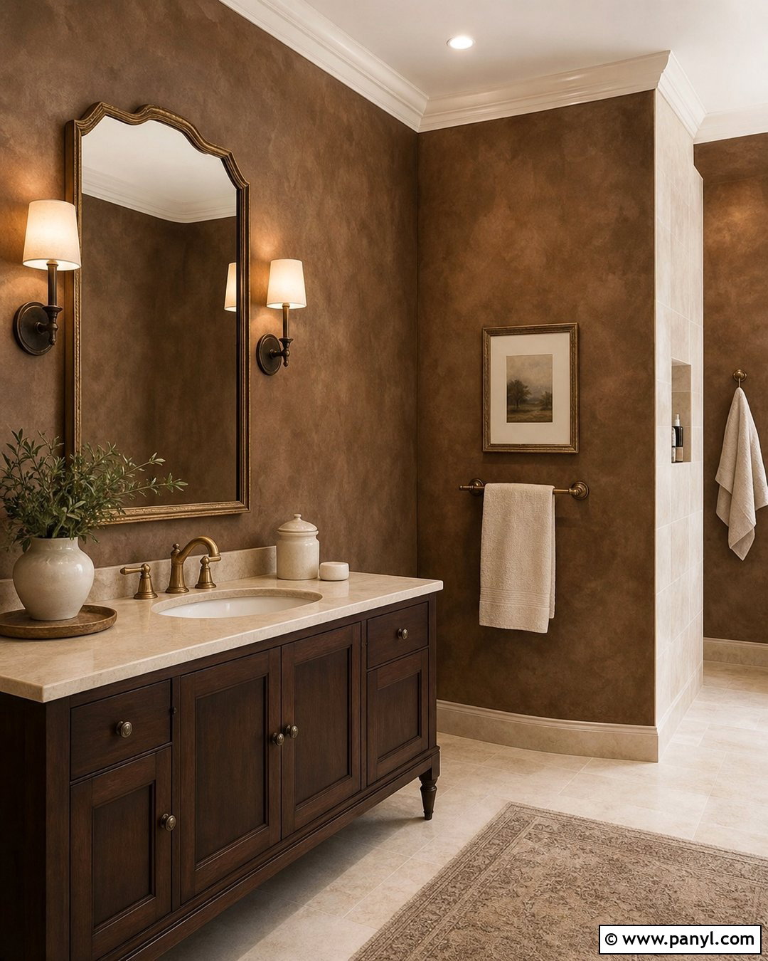 Brown Venetian Plaster Bathroom - 20 Brown Textured Wall Bathroom Ideas