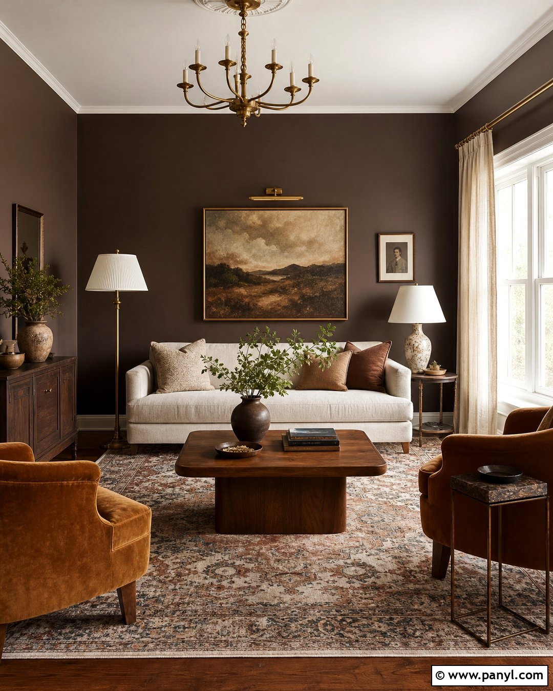 Brown Wall And Brass Accents - 35 brown wall aesthetic ideas