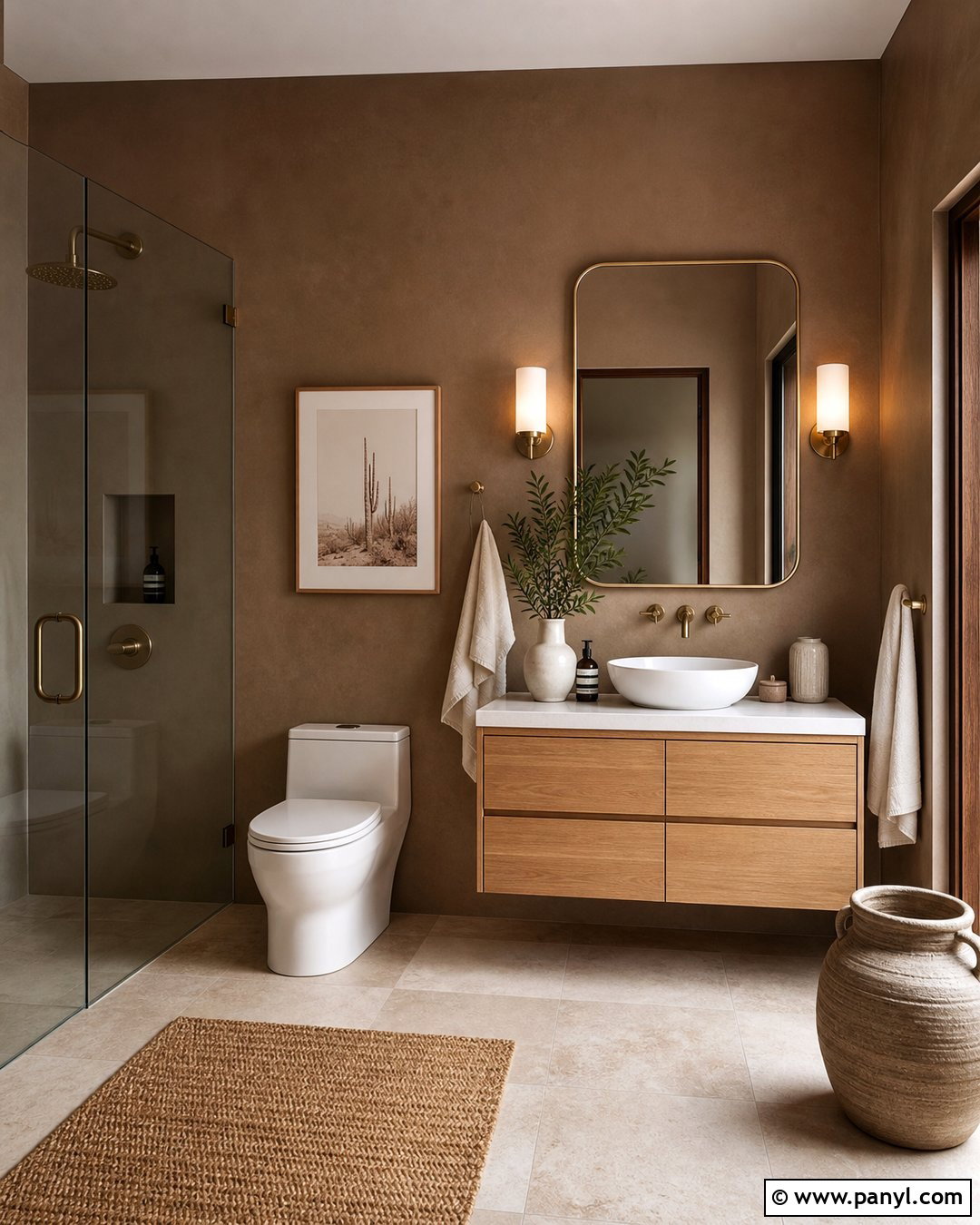 Brown Wall Bathroom - 35 brown wall aesthetic ideas