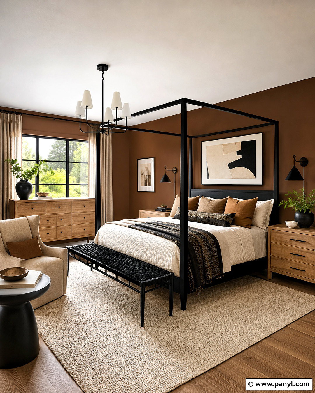 Brown Wall Bedroom With Black Accents - 20 brown wall bedroom ideas