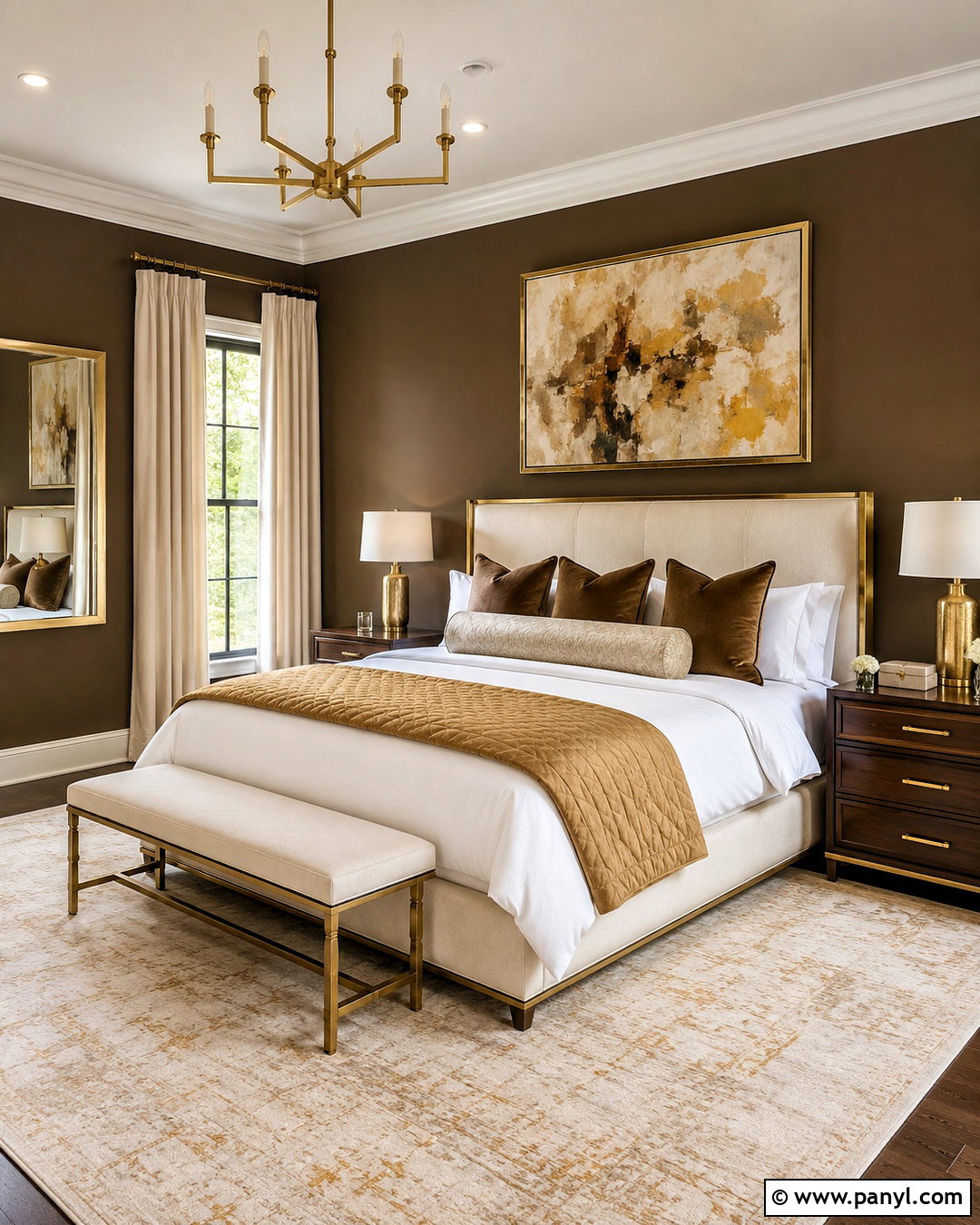 Brown Wall Bedroom With Gold Accents - 20 brown wall bedroom ideas