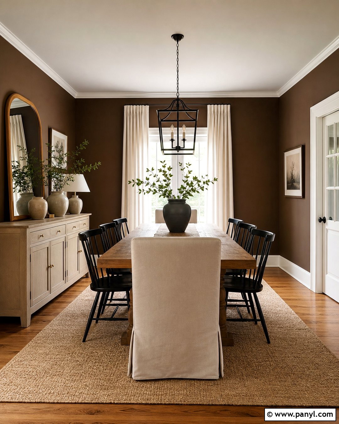 Brown Wall Modern Farmhouse Dining Room - 35 brown wall aesthetic ideas