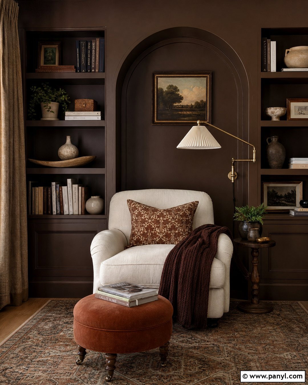 Brown Wall Reading Nook - 35 brown wall aesthetic ideas