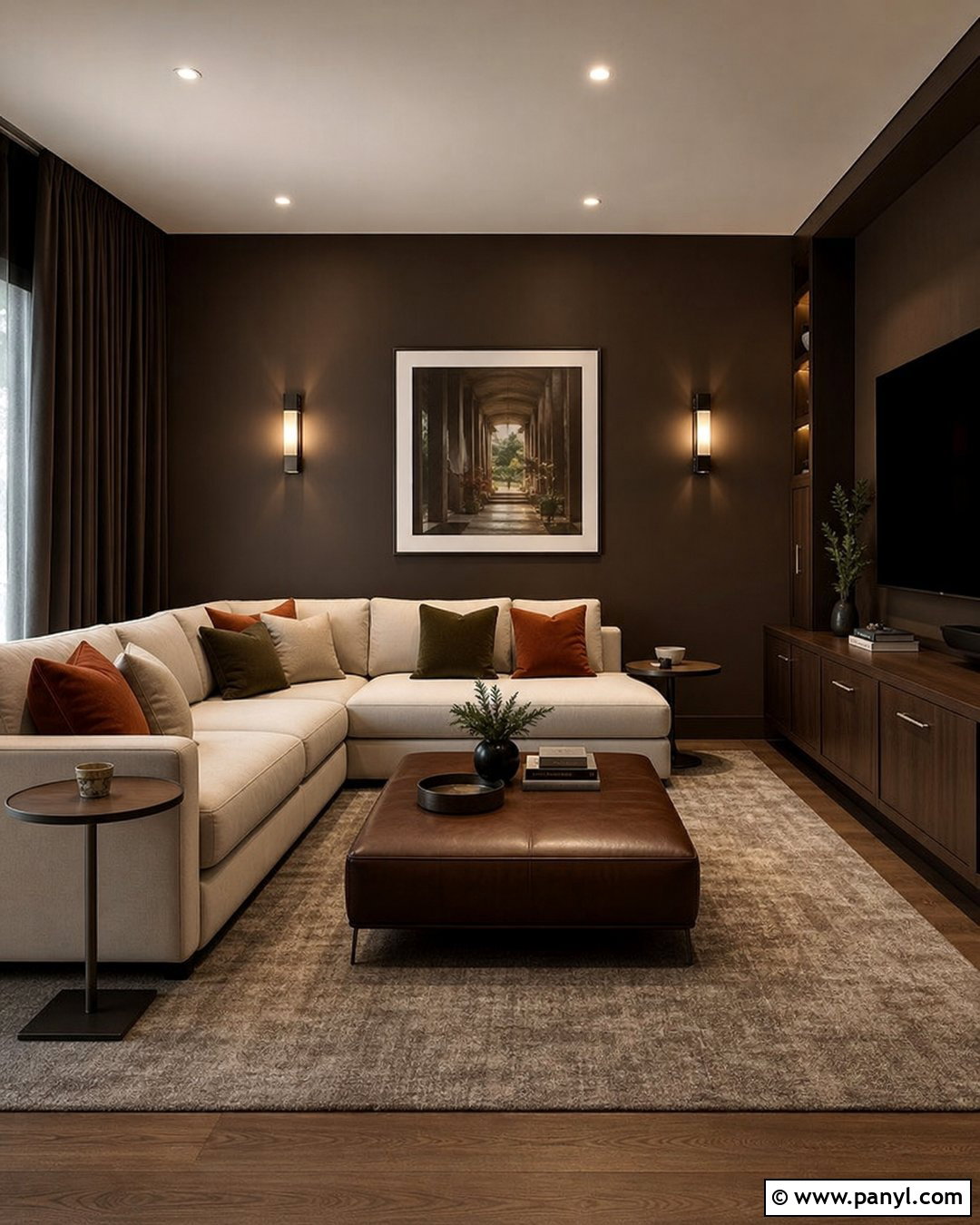 Brown Wall TV Room - 35 brown wall aesthetic ideas