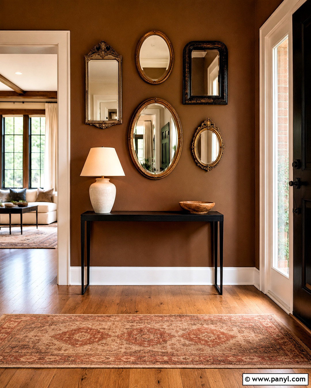 Brown Wall With Vintage Mirrors - 20 brown wall decor ideas