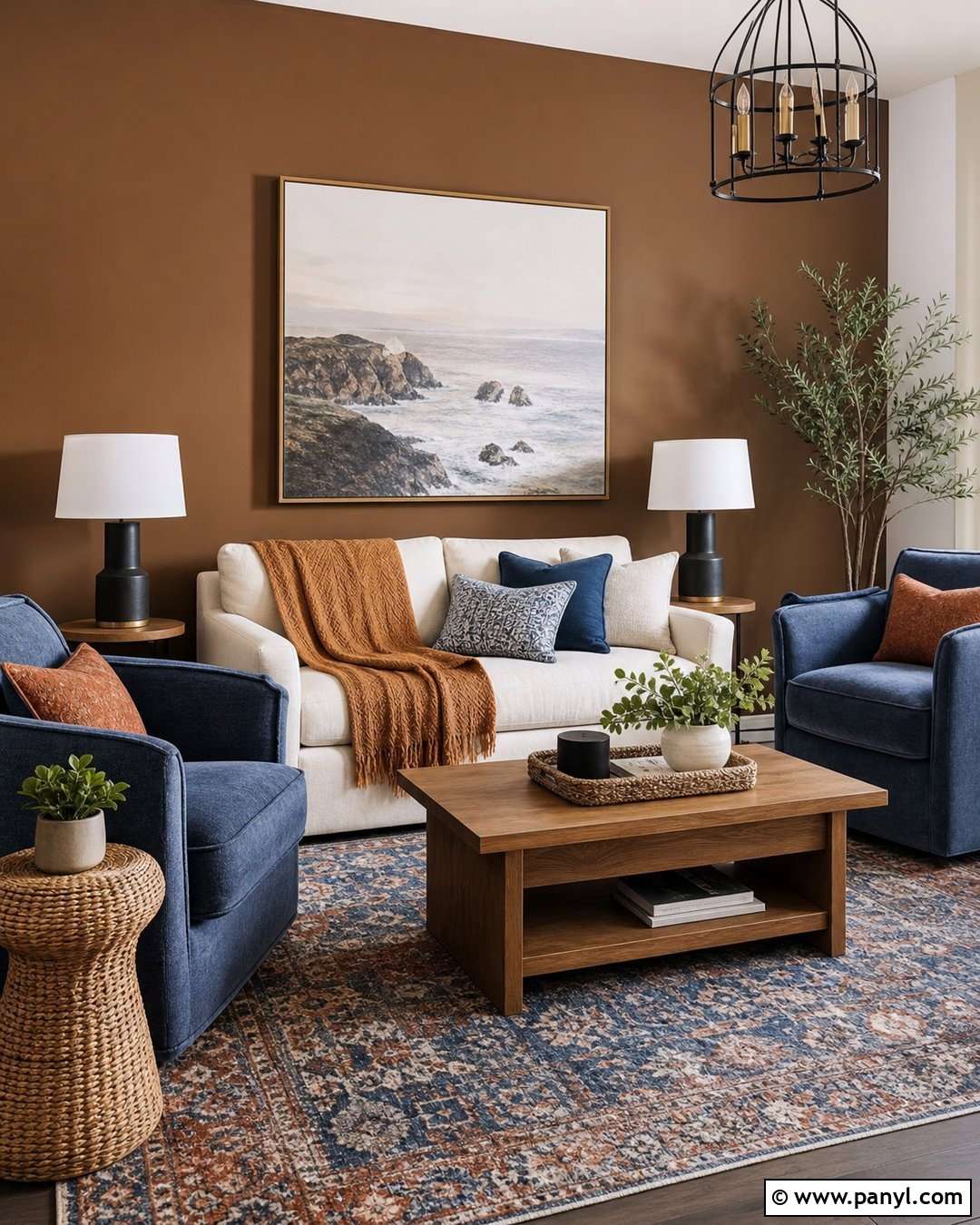 Brown Walls With Blue Decor - 30 Brown Paint Walls
