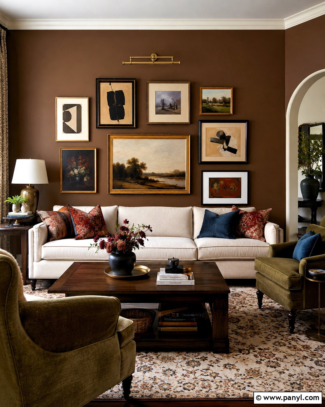 Brown Walls With Gallery Art - 40 brown wall paint ideas