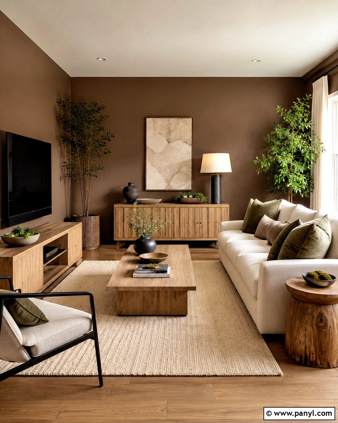 Brown Walls With Natural Wood - 40 brown wall paint ideas
