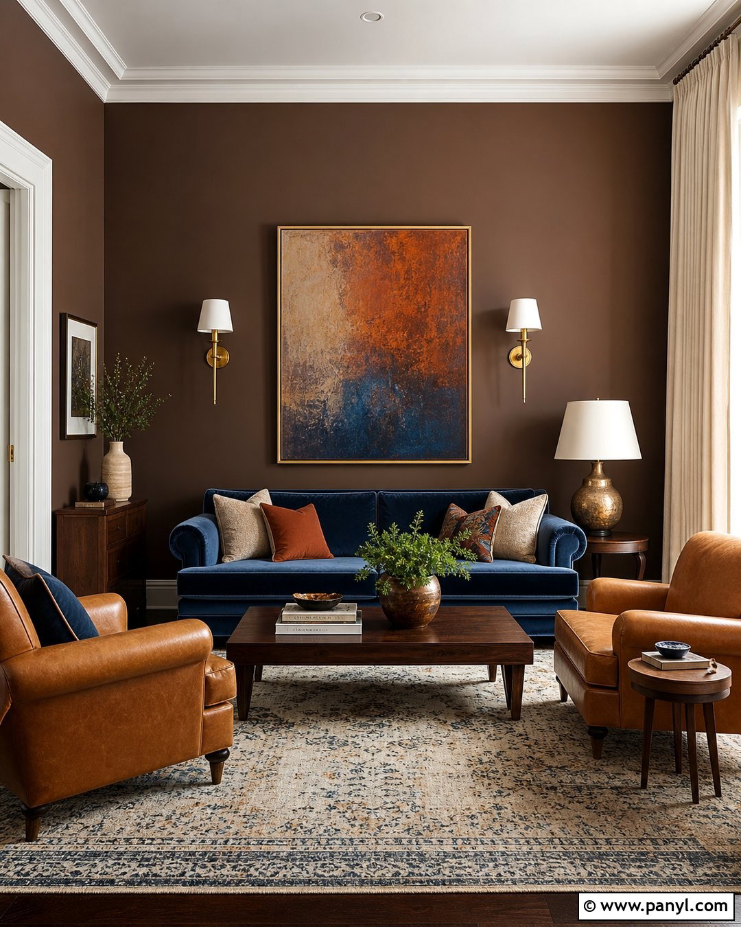Brown Walls With Navy Blue Furniture - 30 Brown Paint Walls