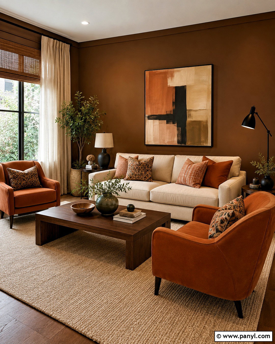 Brown Walls With Orange Accents - 40 brown wall paint ideas
