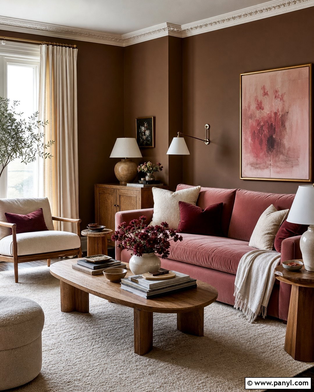 Brown Walls With Pink Decor - 30 Brown Paint Walls