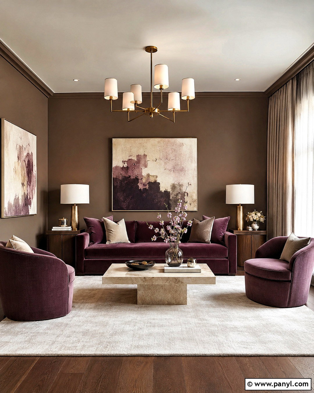 Brown Walls With Purple Accents - 40 brown wall paint ideas