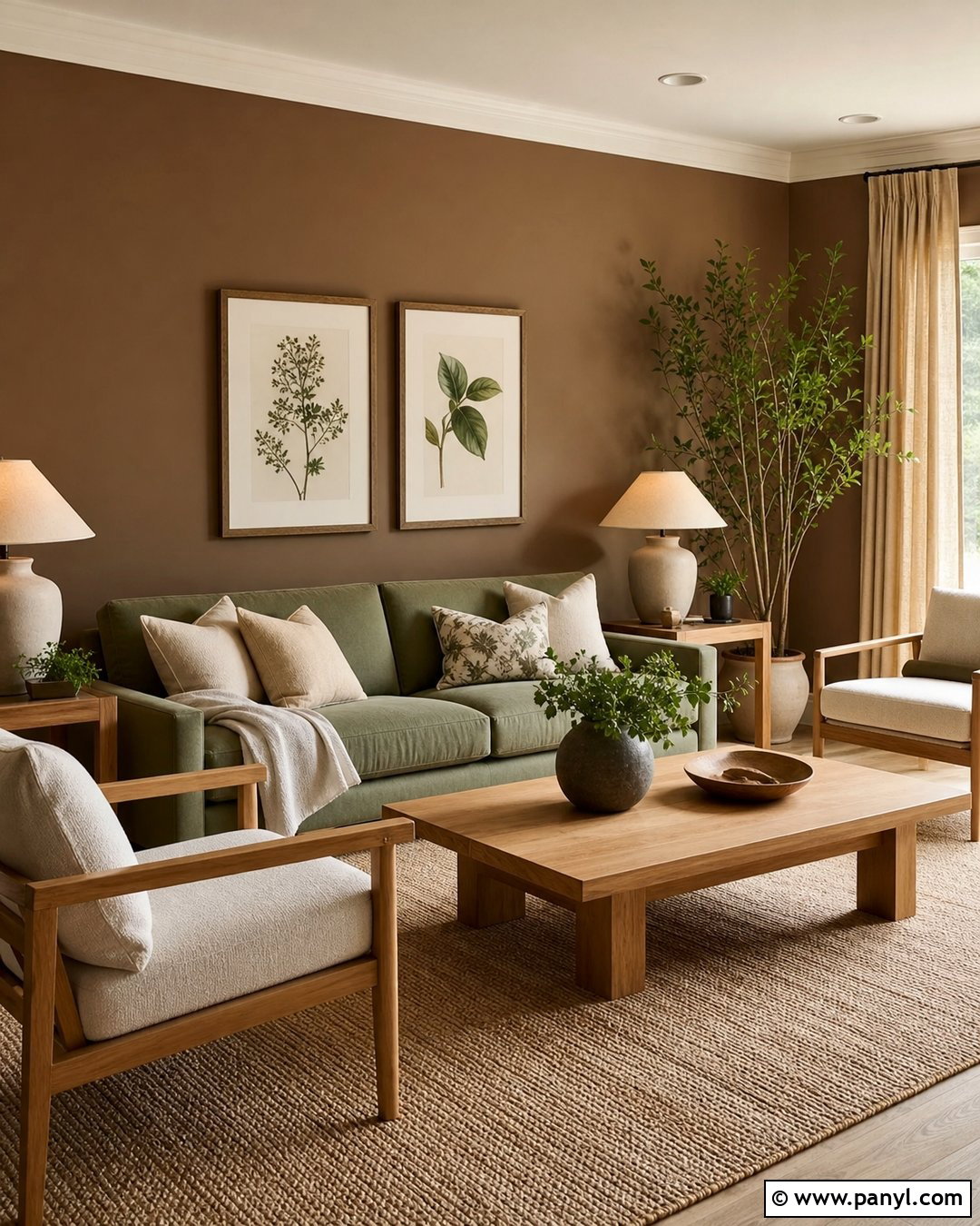 Brown Walls With Sage Green Decor - 30 Brown Paint Walls