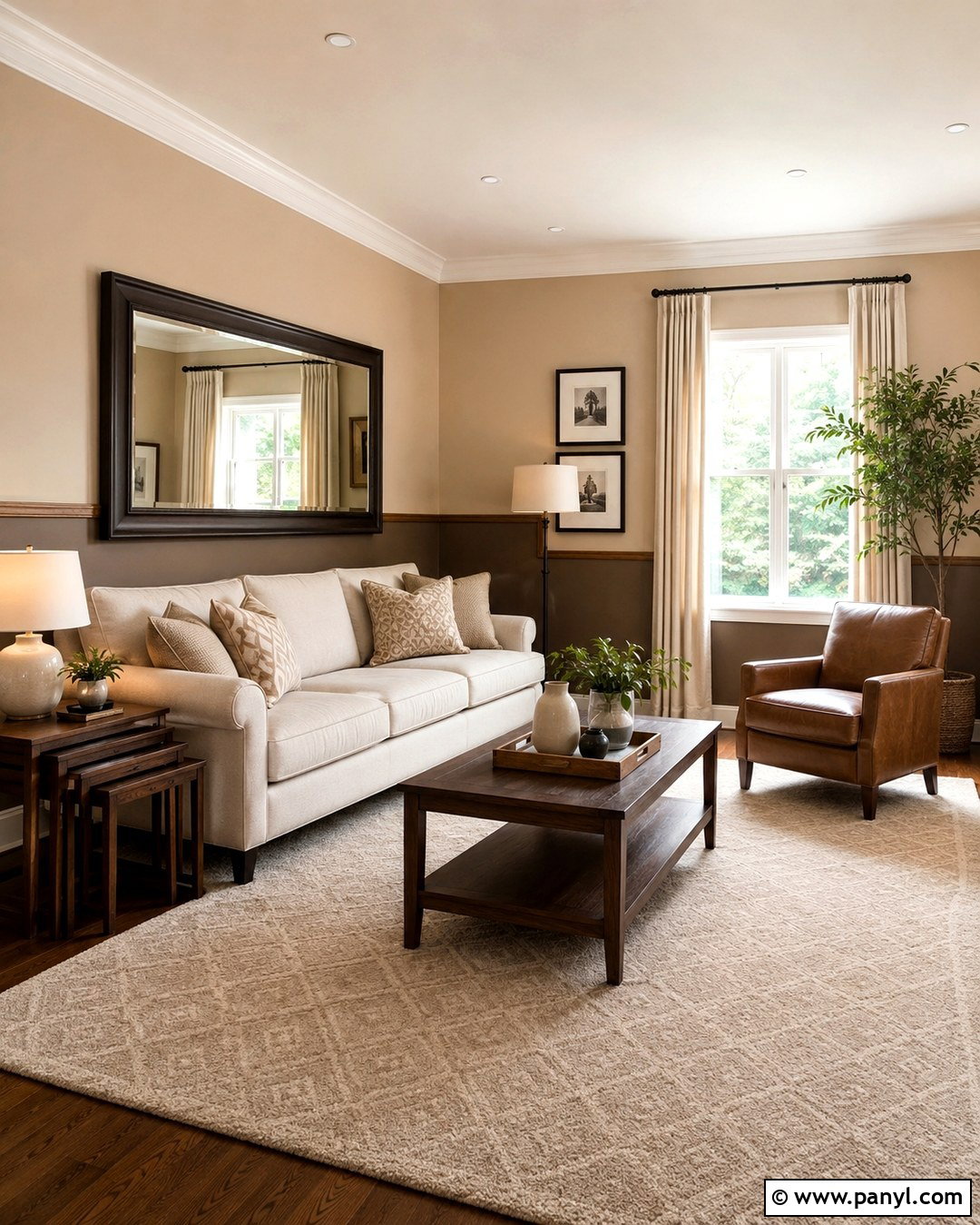 Brown Walls With Wood Chair Rail - 20 Two Tone Brown Walls