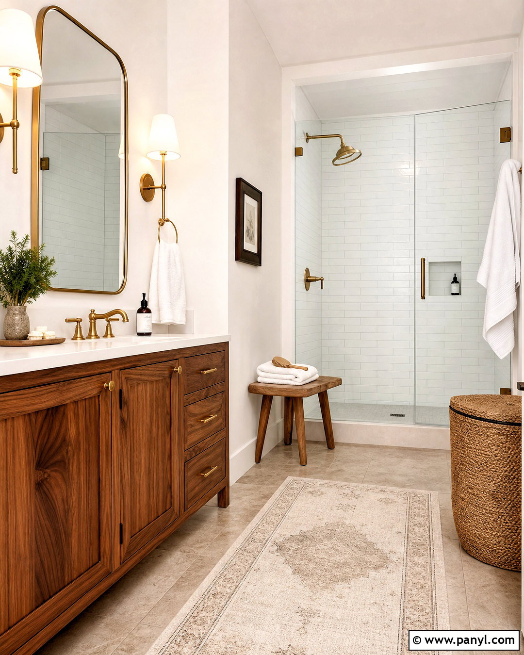 Brown White And Brass Bathroom - 20 brown color palette ideas