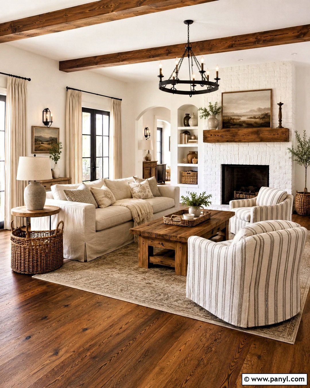 Brown Wood Floor Living Room With Farmhouse Decor - 20 brown wooden floor living room ideas