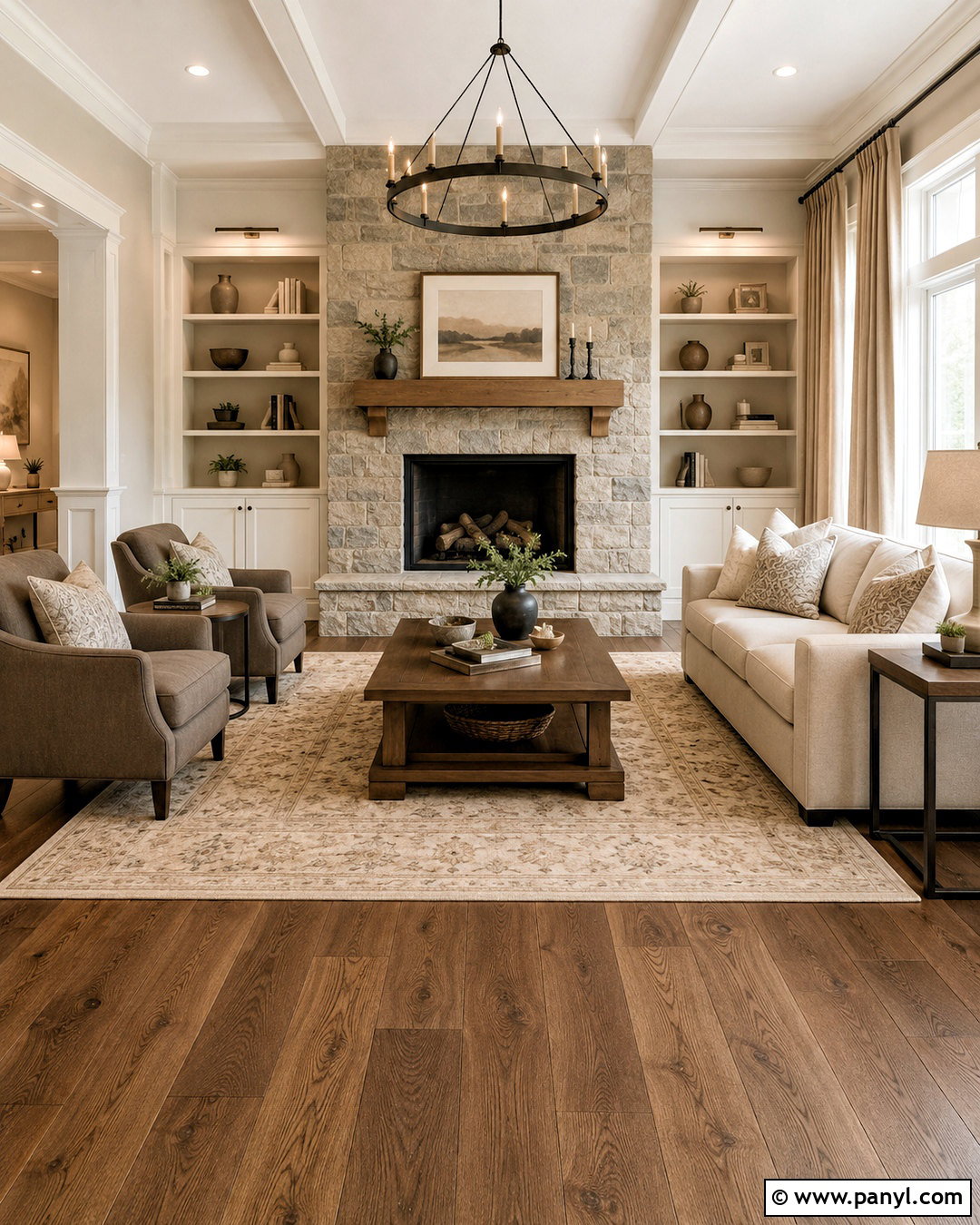 Brown Wood Floor Living Room With Fireplace - 20 brown wooden floor living room ideas