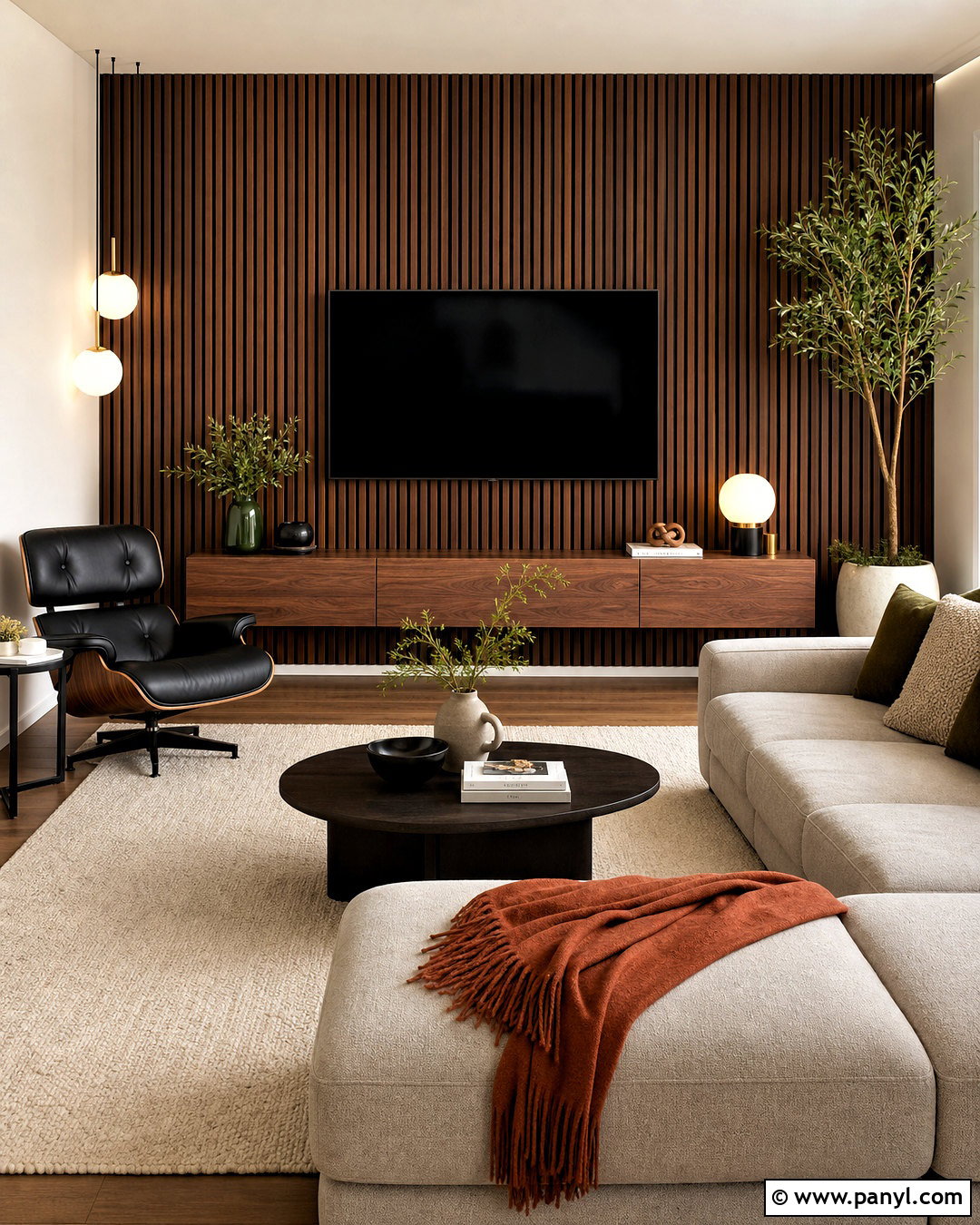 Brown Wood Slat Accent Wall - 20 brown accent wall living room ideas