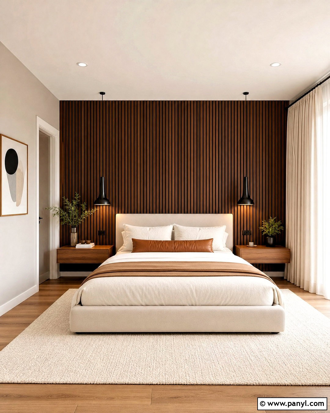 Brown Wood Slat Accent Wall - 20 brown accent wall bedroom ideas