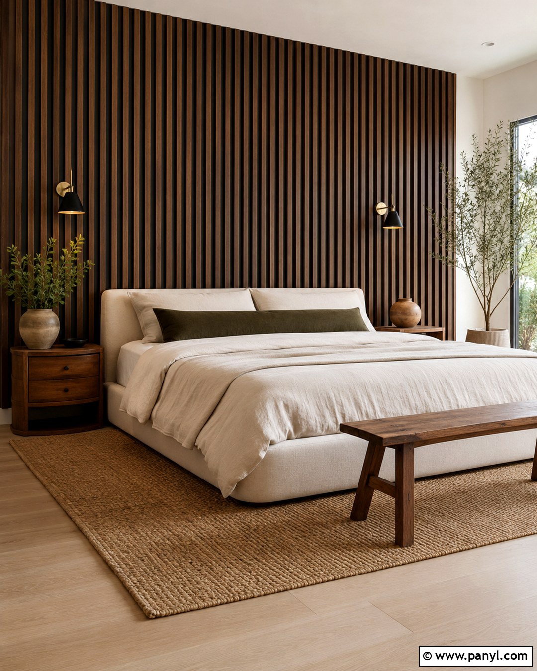 Brown Wood Slat Wall With Black Details - 20 Brown Black Accent Wall Ideas