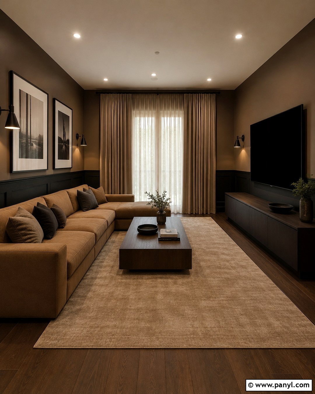 Brown and Black Media Room Walls - 20 Two Tone Brown Walls