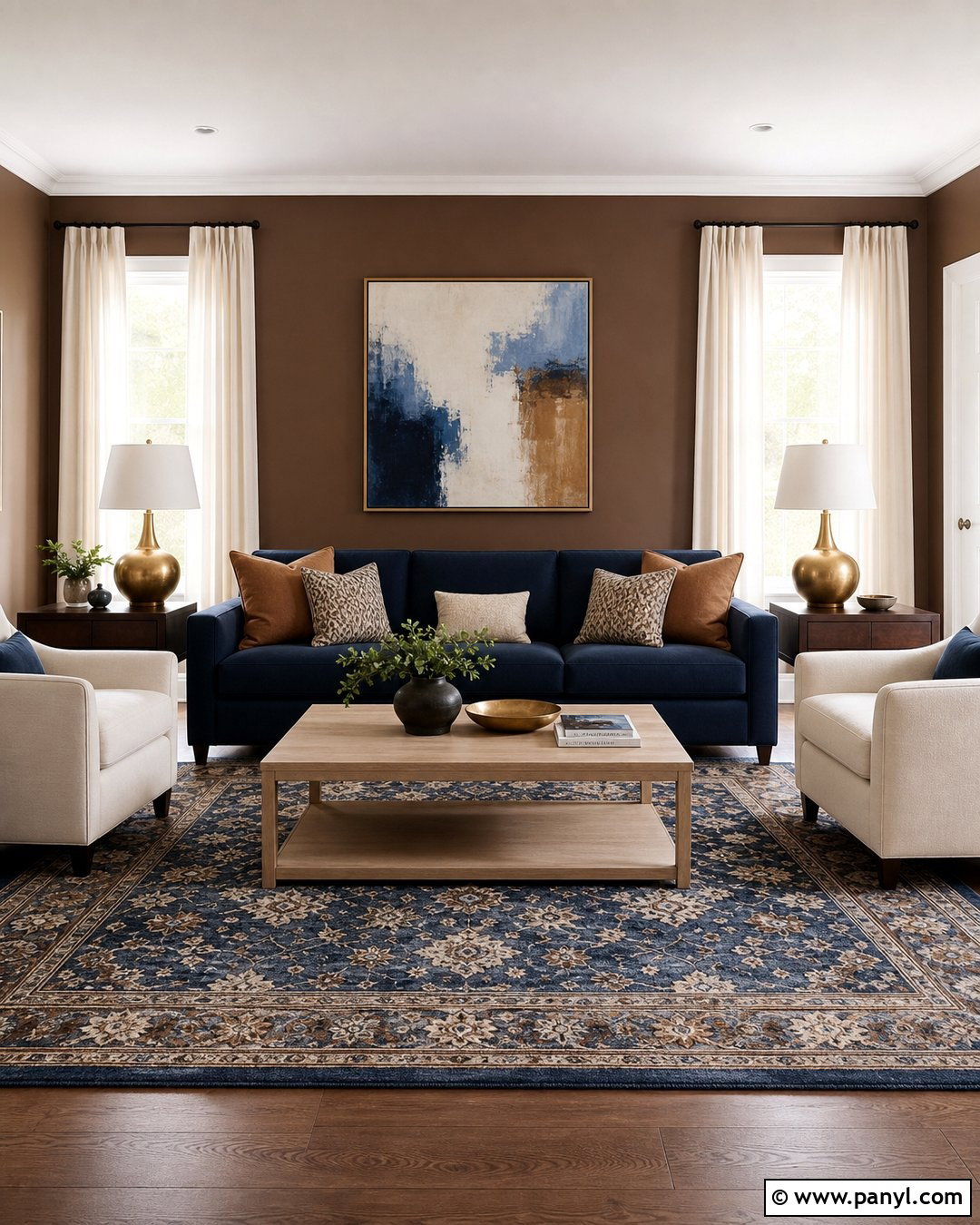 Brown and Blue Living Room Walls - 35 Brown Wall Color Ideas