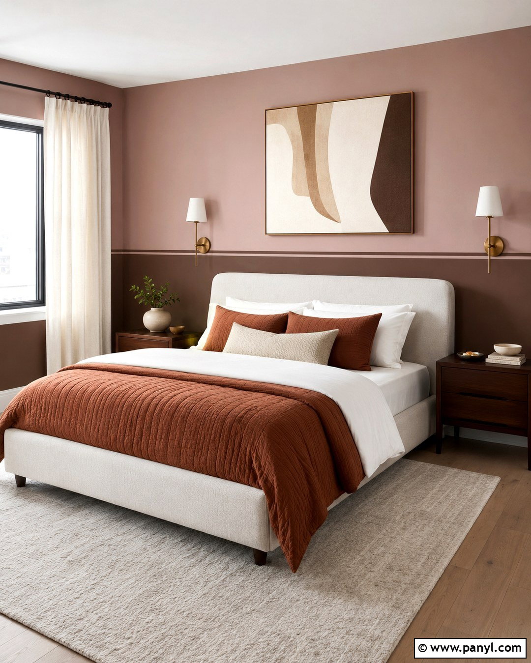 Brown and Blush Bedroom Walls - 20 Two Tone Brown Walls
