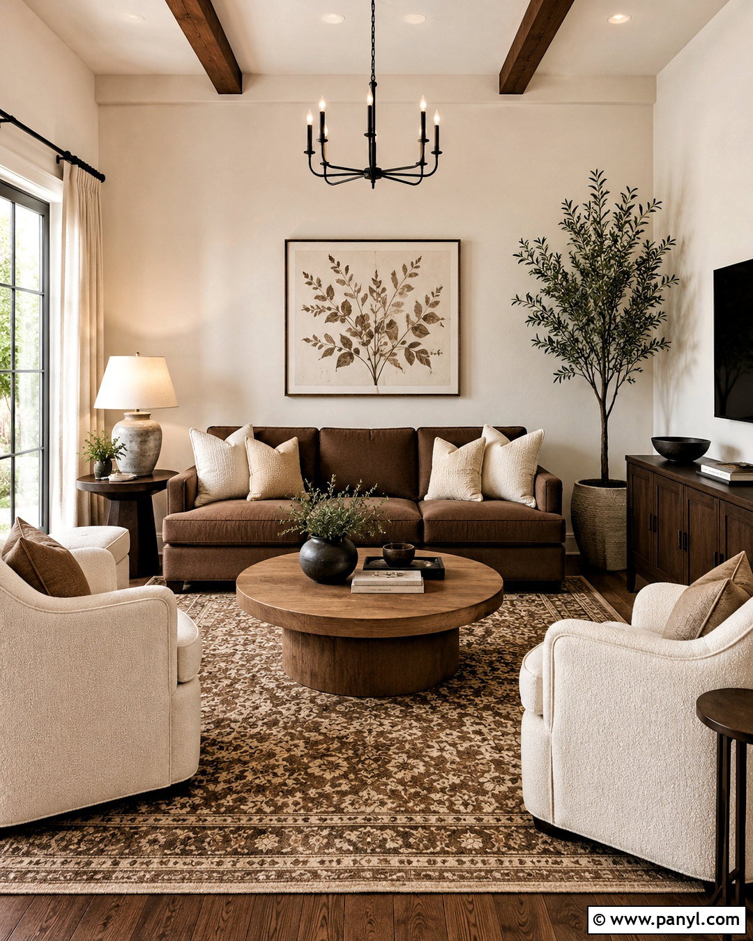 Brown and Cream Living Room - 20 brown interior design living room ideas