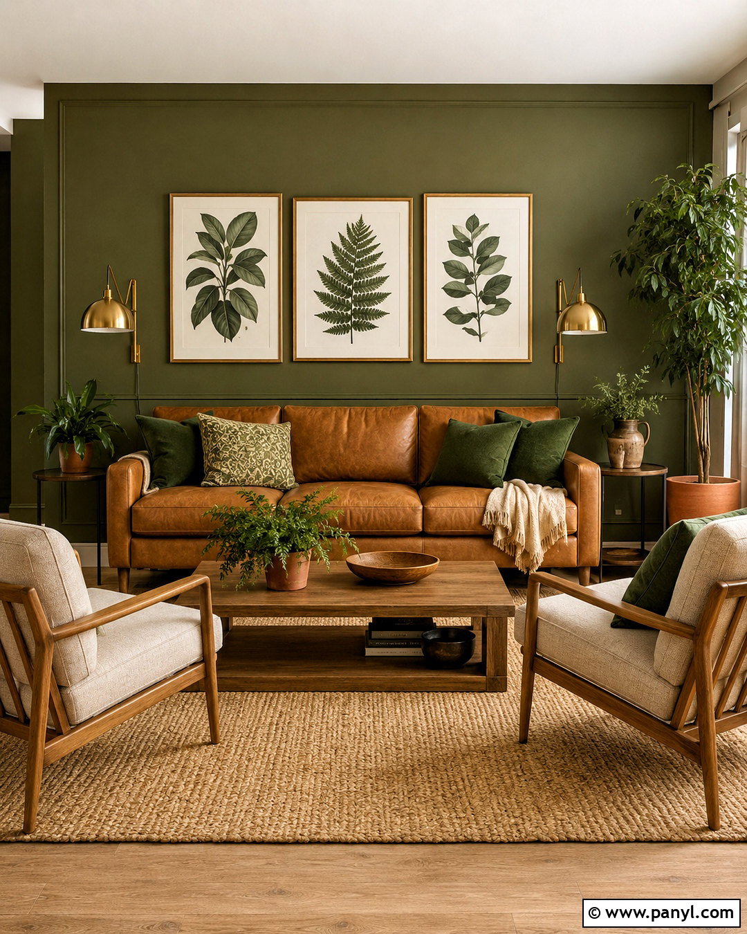 Brown and Olive Green Living Room - 20 brown interior design living room ideas