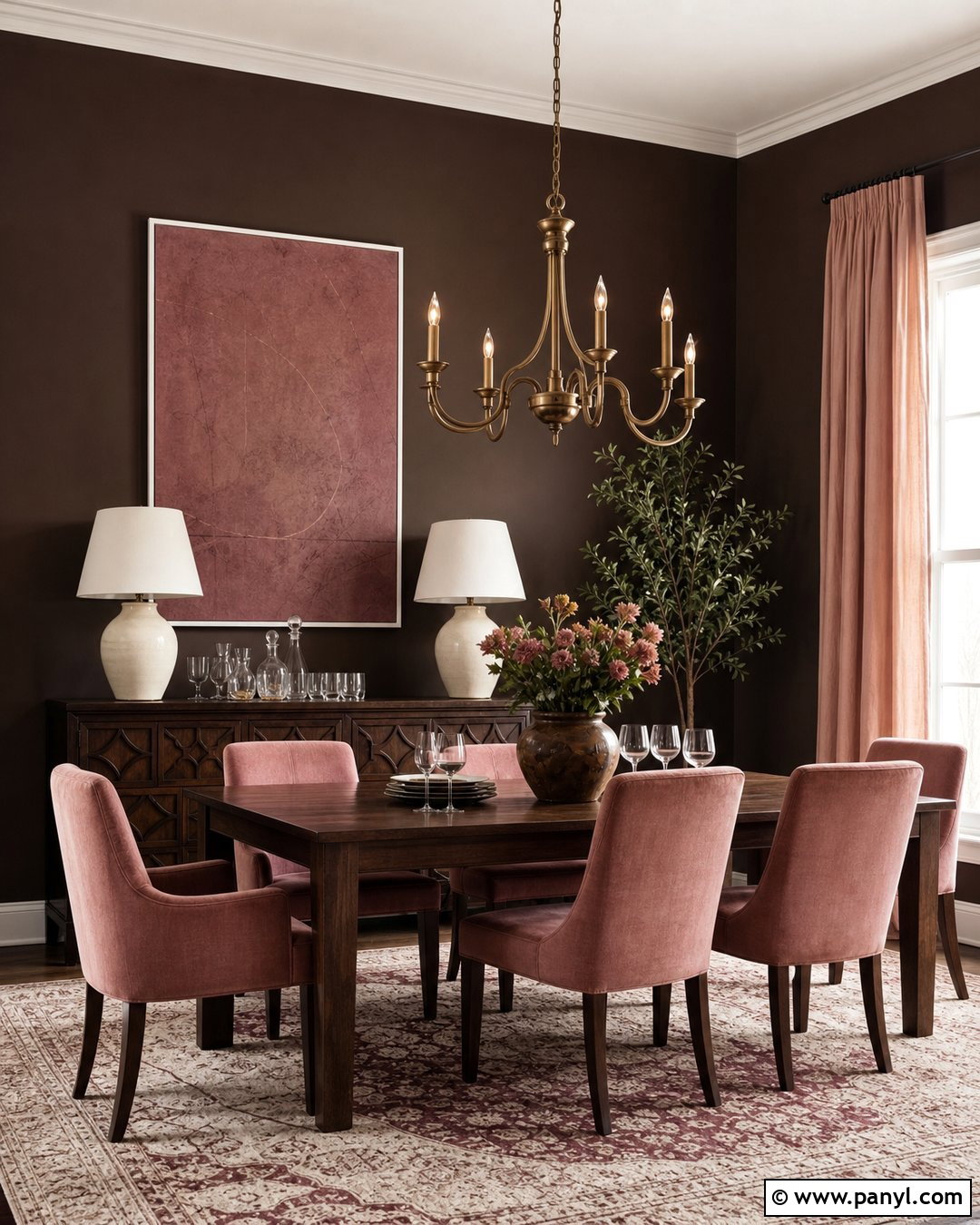 Brown and Pink Dining Room Walls - 35 Brown Wall Color Ideas