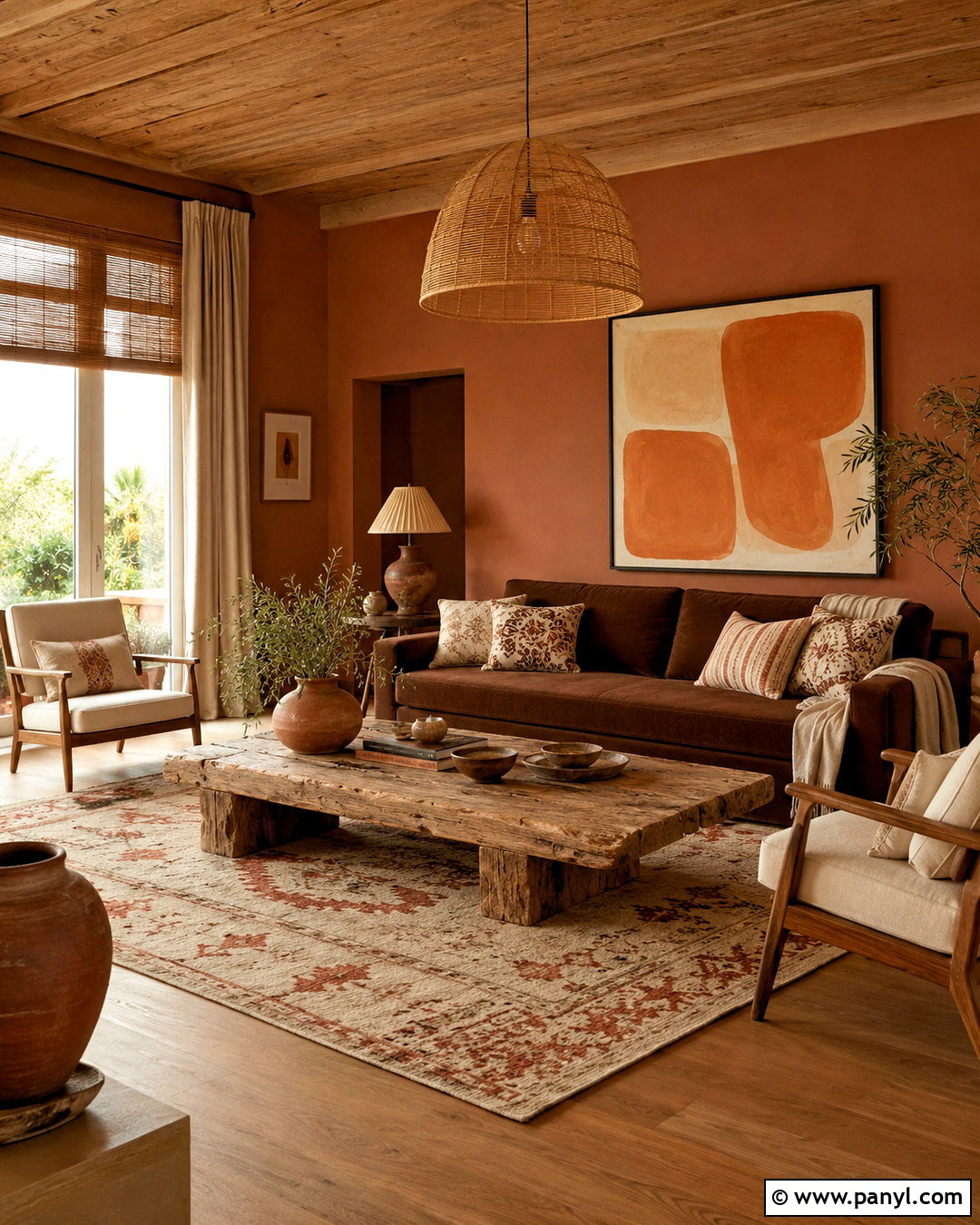 Brown and Terracotta Living Room - 20 brown interior design living room ideas