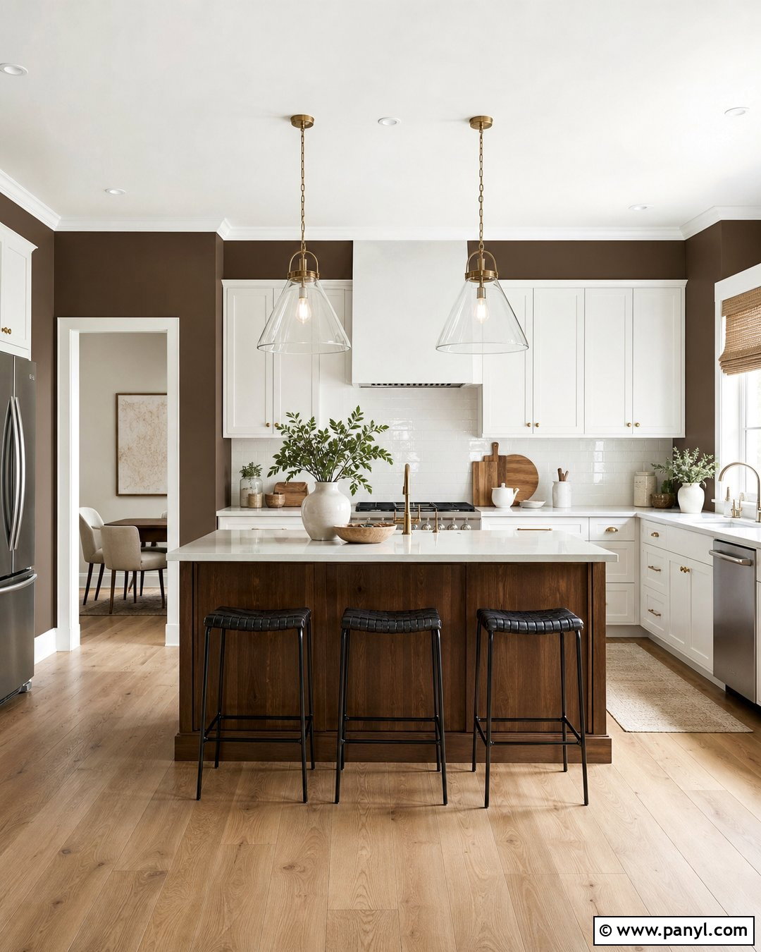 Brown and White Kitchen Walls - 35 Brown Wall Color Ideas