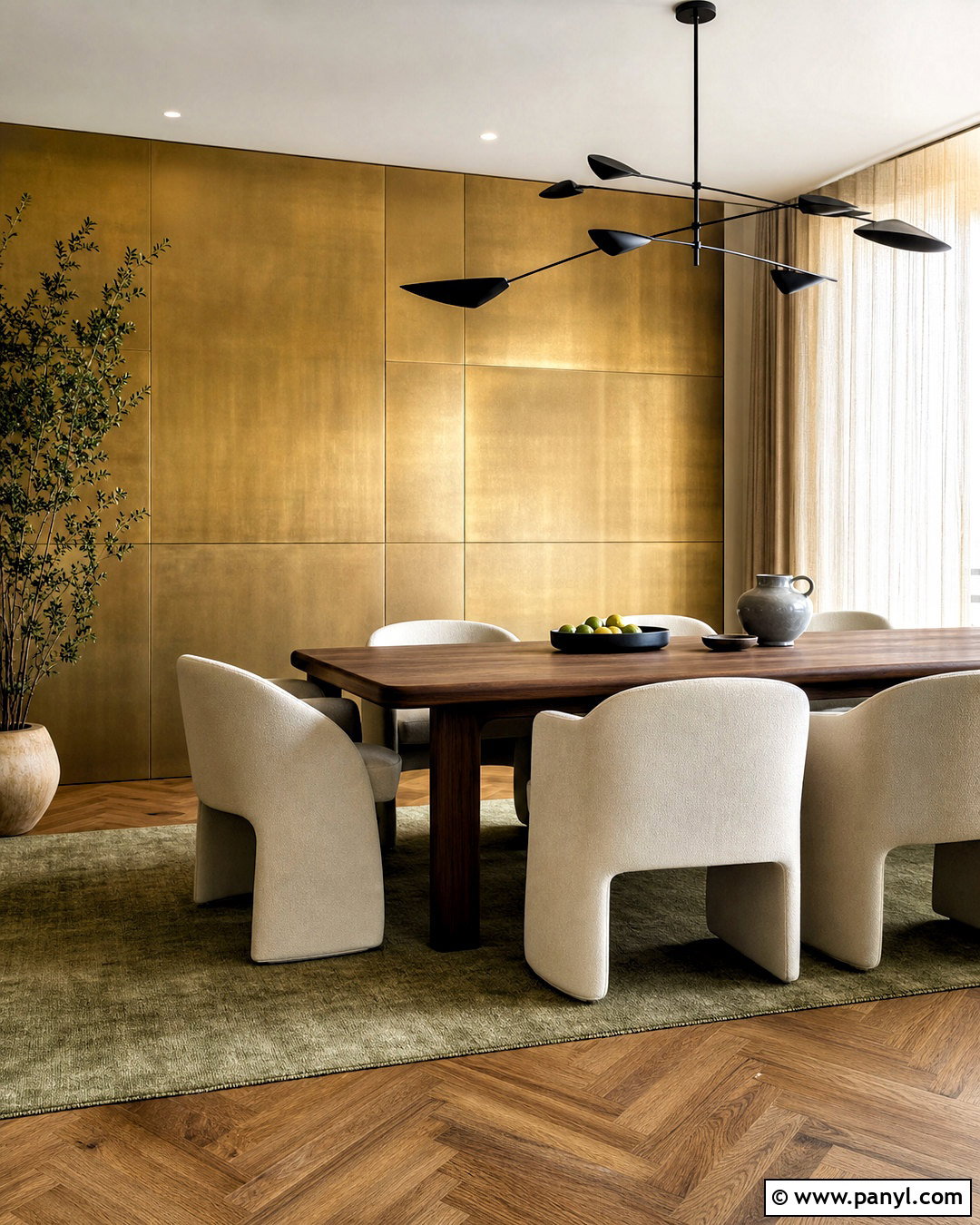 Brushed Brass Metal Accent Wall Dining Room - 20 metal accent wall ideas