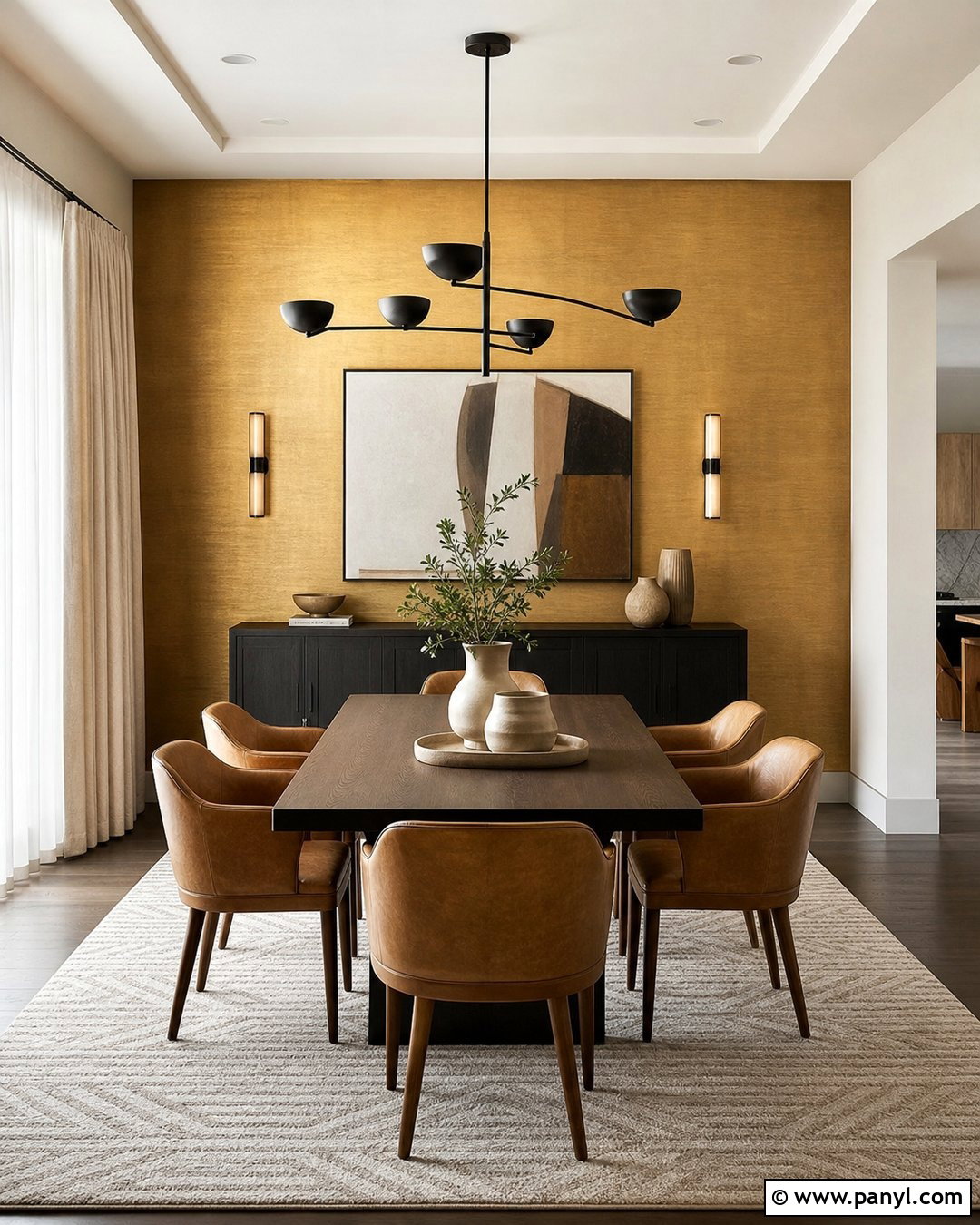 Brushed Gold Metallic Dining Room Wall - 35 metallic paint walls